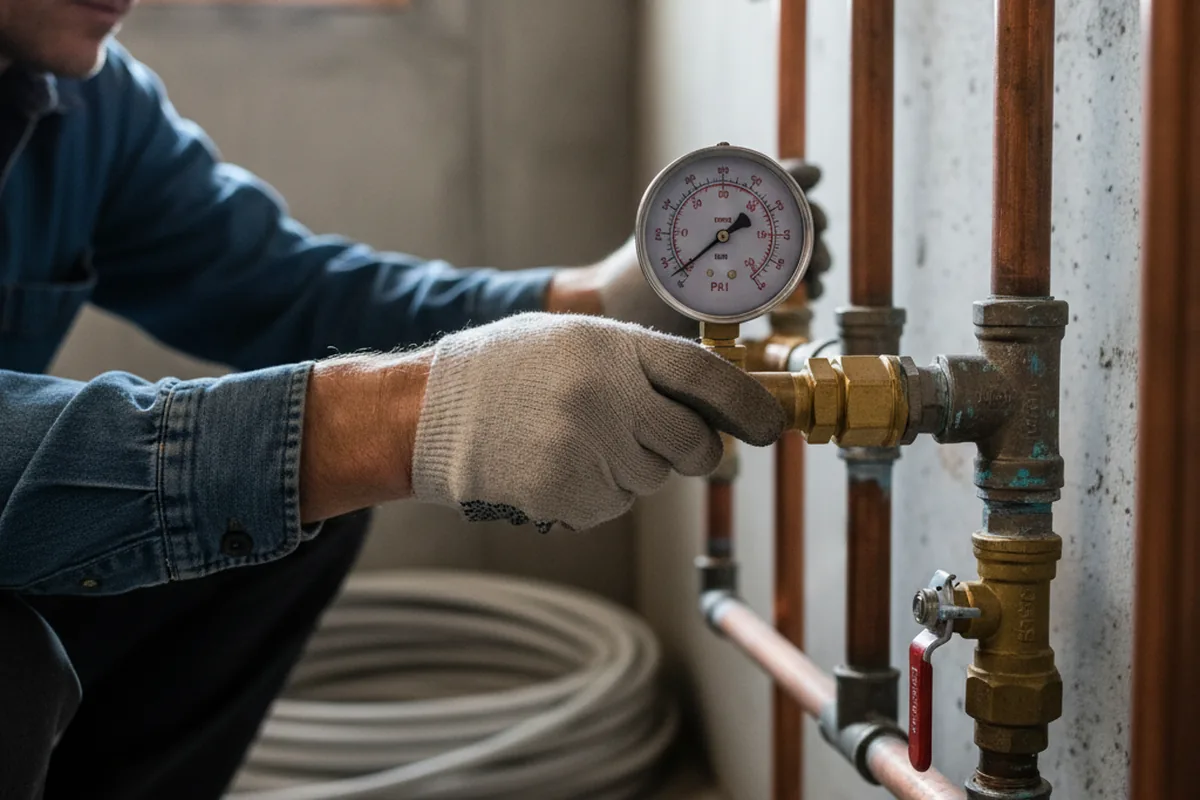 Pressure testing a repaired line during Water Line Repair in Bandana